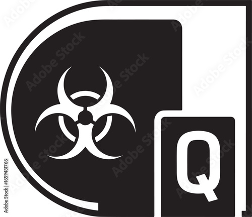 Quarantine Symbol Icon – Biohazard Safety Sign with Q Mark