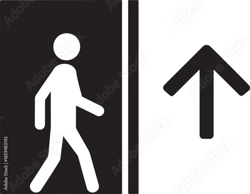 Exit Door Icon with Arrow – Emergency Wayfinding Sign Symbol
