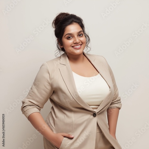 Confident Businesswoman Portrait: Smiling Professional Female Entrepreneur in Modern Fashion and Business Attire for Successful Leadership