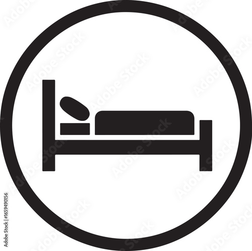 Bed Sleep Icon – Hotel, Rest, Accommodation, Bedroom Symbol