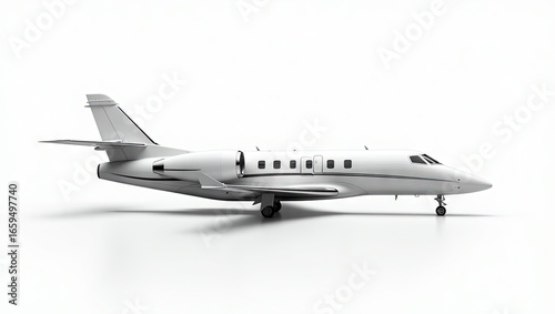A sleek, modern jet aircraft, presented in a  setting, showcasing its refined design and elegance.