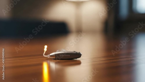 Hearing Aid Technology on Wooden Surface Close Up for Hearing Health and Care Solutions Innovation