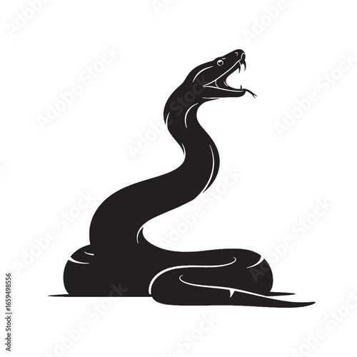 Artistic Boa Constrictor Silhouette Featuring Long Coiling Shape – Boa Constrictor Vector Template for Print Graphics – Boa Constrictor Illustration – Silhouette of Boa Constrictor