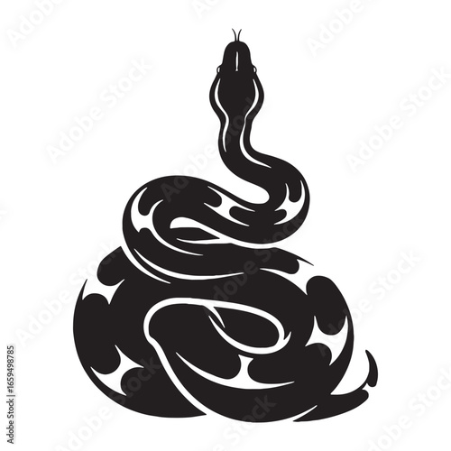 Clean Boa Constrictor Silhouette Highlighting Predator Appearance – Boa Constrictor Vector Graphic for Professional Artwork – Boa Constrictor Illustration – Silhouette of Boa Constrictor