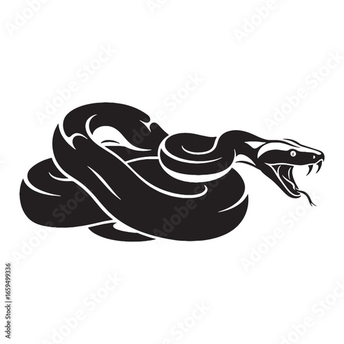 Iconic Boa Constrictor Silhouette Highlighting Constricting Ability – Boa Constrictor Vector Artwork for Creative Use – Boa Constrictor Illustration – Silhouette of Boa Constrictor