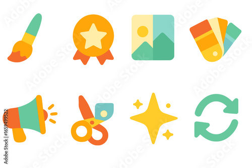 Legal and Rebranding Icons. Flat vector mini-illustrations Regulatory filings in colors children's illustrations: legal document,