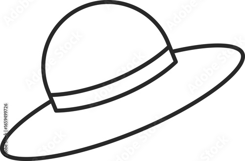 Garden hat line icon clip art protective headwear for outdoor gardening and sun safety.