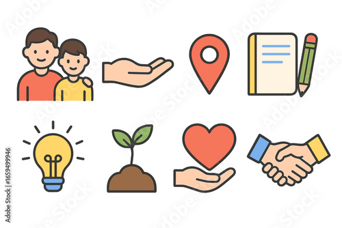 Mentorship Mini-Illustrations. Flat vector mini-illustrations Mentorship programs in colors children's illustrations: mentor and