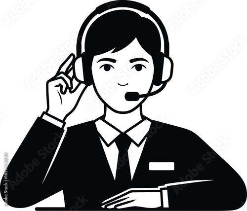 Illustration of a customer service agent with a headset