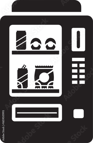 Vending Machine Icon – Snack and Drink Dispenser Silhouette for Automated Food Service