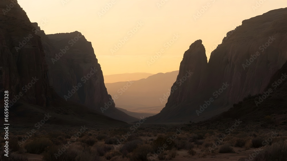 Fototapeta premium Sunset Over Rugged Canyons