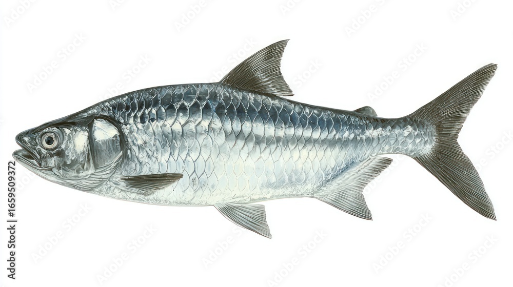 Fototapeta premium Side view of a silver fish