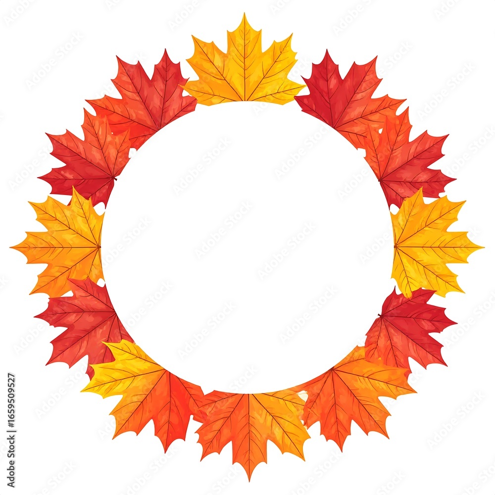 Fototapeta premium Autumn leaves circle frame (1)