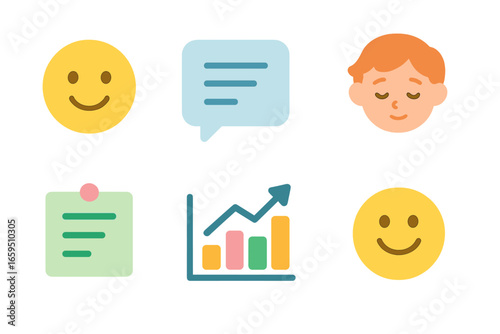 Colorful Expression Grid. Flat vector mini-illustrations Tone variations in colors children's illustrations: