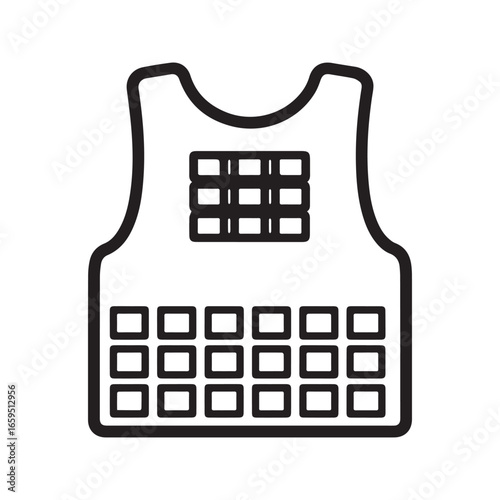 Tactical bulletproof vest outline icon, body armor vector illustration.
