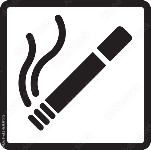 Smoking Area Sign Icon | Cigarette Symbol for Design and Safety Use