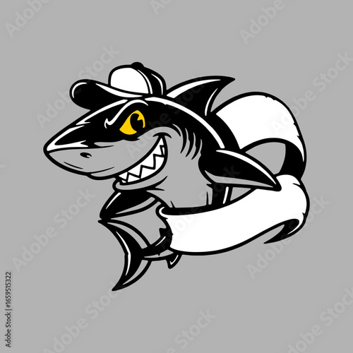 angry shark vector illustration