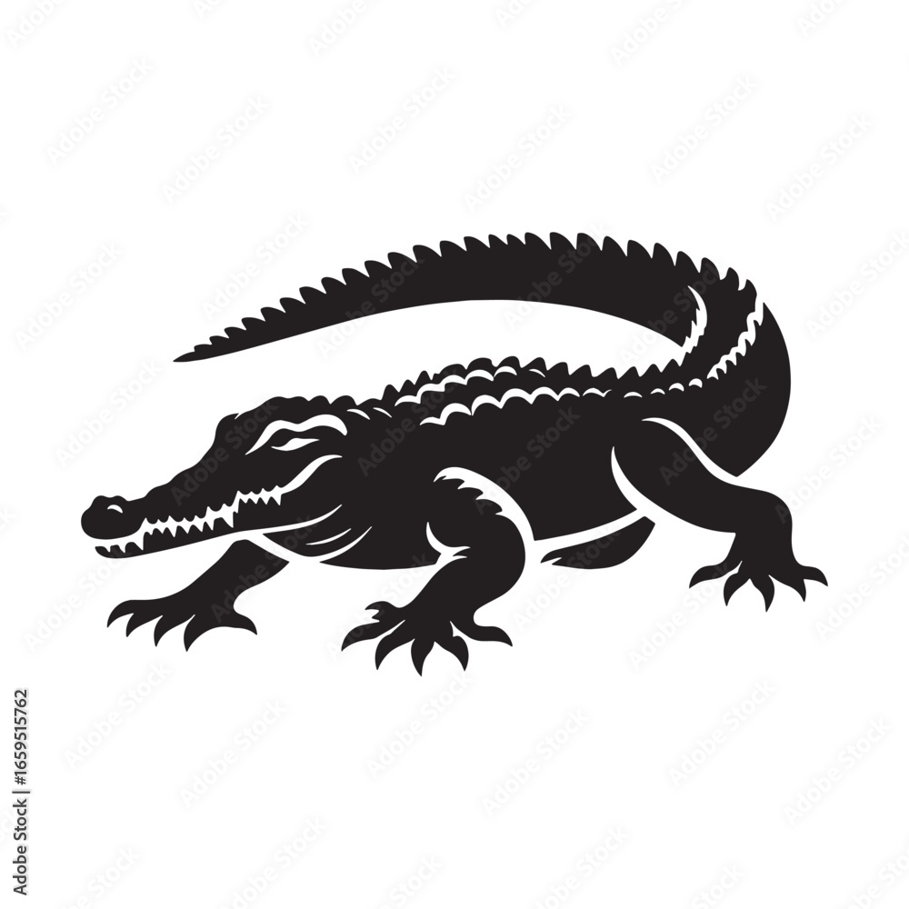 Fototapeta premium Strong Crocodile Silhouette with Rugged Predator Form – Vector Artwork for Creative Projects – reptile vector
