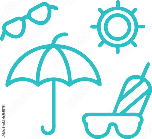 Summer vector icon set, summer icon vector set