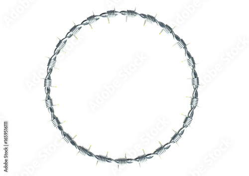 A frame of circle barbed wire vector object created by 3D modeling.