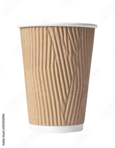 Grab your morning coffee in this classic disposable paper cup, perfect for caffeine boosts on the go