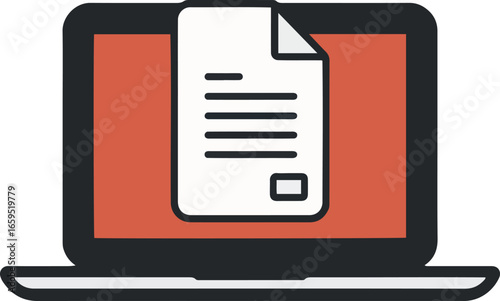 Laptop displaying a document icon, representing digital files, paperwork, or online information.