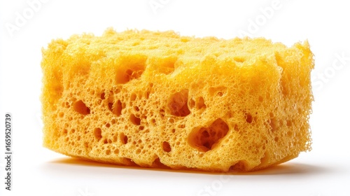 Yellow sponge slice on white