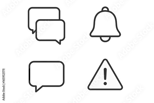 Simple line icons for chat, notifications, and alerts