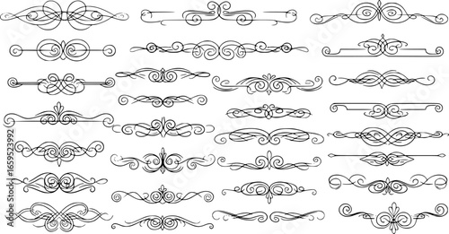 Vintage Ornamental Border and Frame Collection – Decorative Floral & Geometric Elements. Elegant corner embellishment design element