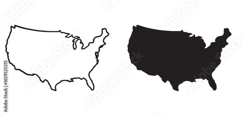 Outline and silhouette of the united states of america map