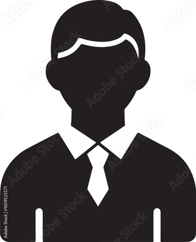 Businessman Icon – Professional Male Avatar in Suit and Tie Symbol