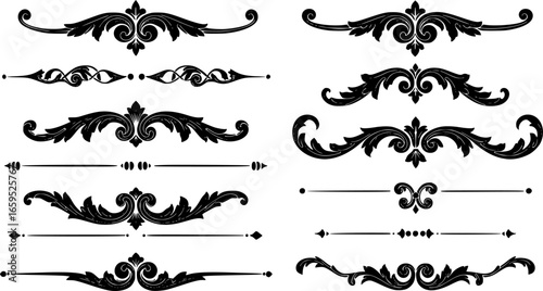 Vintage Ornamental Border and Frame Collection – Decorative Floral & Geometric Elements. Elegant corner embellishment design element