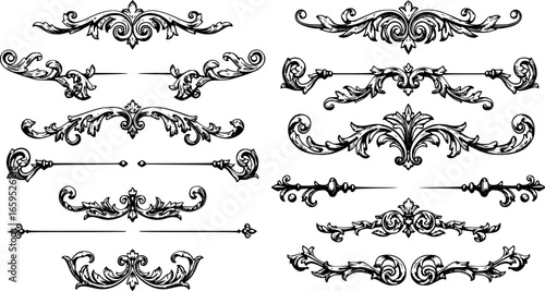 Vintage Ornamental Border and Frame Collection – Decorative Floral & Geometric Elements. Elegant corner embellishment design element