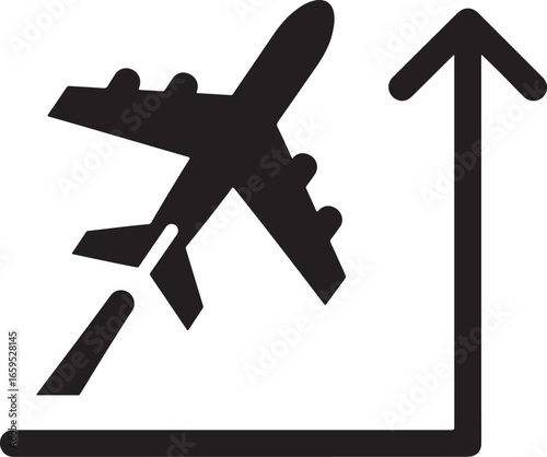 Airplane Growth Icon – Aviation Business Success and Airline Industry Rise Symbol