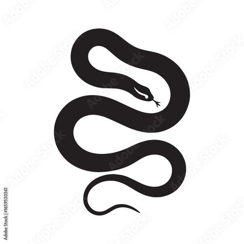 Wallpaper Mural Strong Garter Snake Silhouette with Smooth Black Contour – Garter Snake Vector Graphic – Black Vector of Garter Snake – Snake Vector Torontodigital.ca