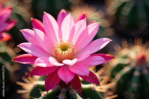 Delicate light pink Rebutia carnival cactus blossom, vibrant petals , flower photography, Rebutia, vibrant