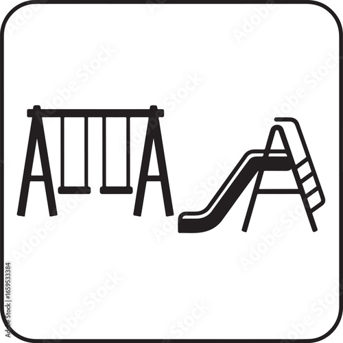 Playground Icon – Swing and Slide Symbol for Kids Area