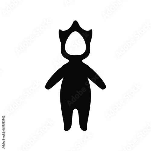 Mysterious hooded figure in solid black silhouette with arms outstretched
