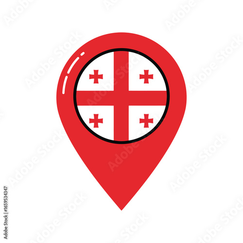 Georgia flag location pin graphic representation of a map marker with the national flag of georgia vector