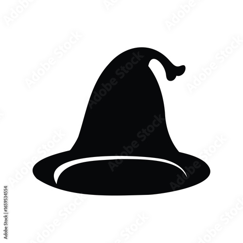 Black silhouette of a traditional witch's hat for Halloween or costume parties
