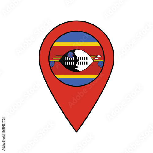 Eswatini flag location pin icon showing southern africa country destination and travel marker vector