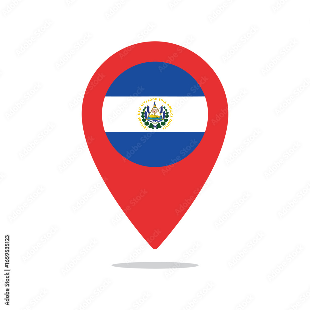 Obraz premium El salvador flag location pin marker icon symbolizing travel and national identity vector