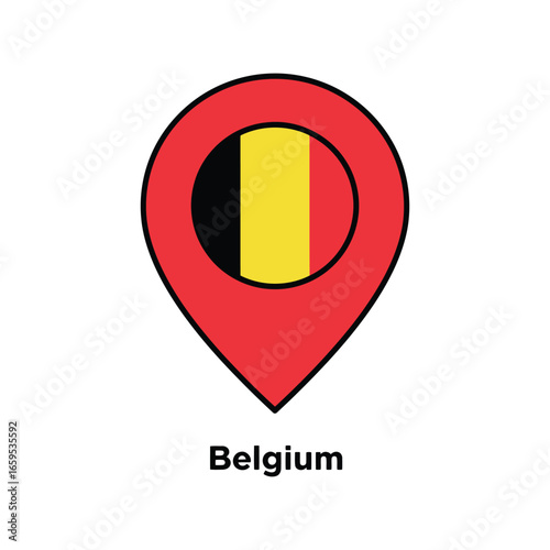 Iconic belgian location marker pin with national flag displayed clearly indicating belgium vector