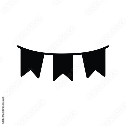 Three flags strung together forming a festive banner for celebration or events