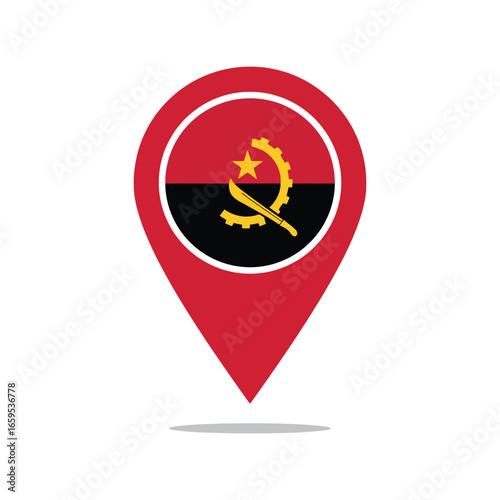 Angola flag location pin icon symbol representing travel and geography vector