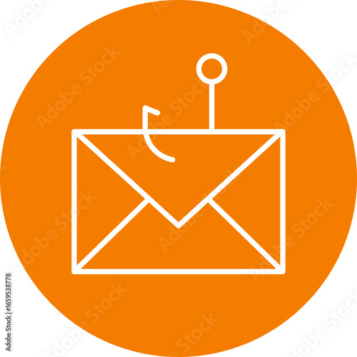 Phishing circle icon, phishing icon – cyber scam, email fraud, data theft, online threat symbol