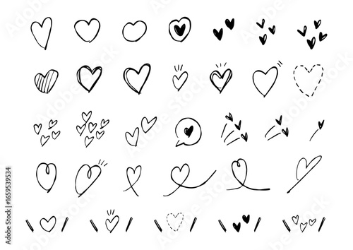 手書き風　かざりセット　ハート