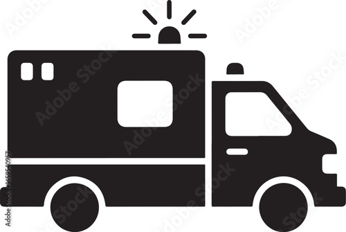 Ambulance Icon – Emergency Medical Vehicle Symbol with Siren Light