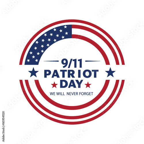 Patriot day 9/11 remembrance circle usa flag emblem remembering heroes never forget american spirit vector Free Download Patriot day 9/11 remembrance circle usa flag emblem remembering heroes never forget american spirit vector - GFXLoad