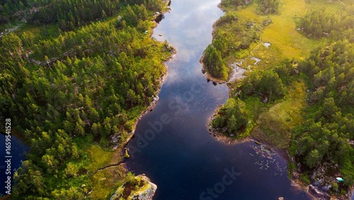 A small River in Norway (Mykland) at 5am in the morning. Shot on a DJI Mini drone.